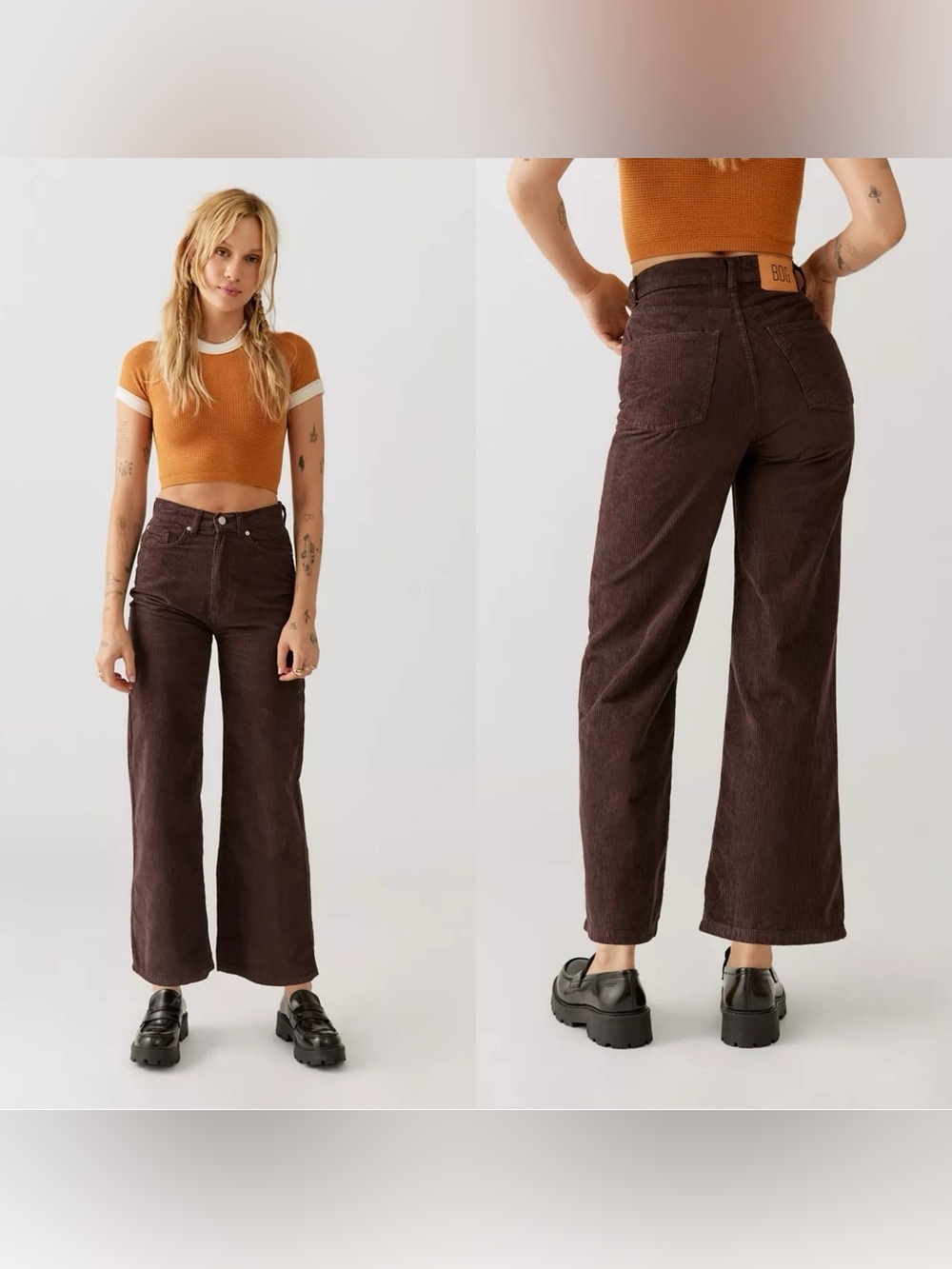 URBAN OUTFITTERS BDG High & Wide Corduroy Brown Pants Size 27